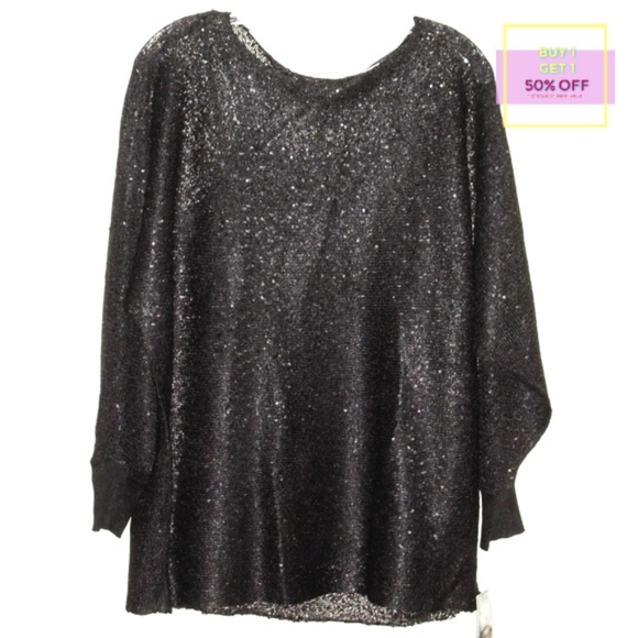 Alfani Sweaters - Alfani 2pc Sweater Black Sequin Dolmen Sleeve M